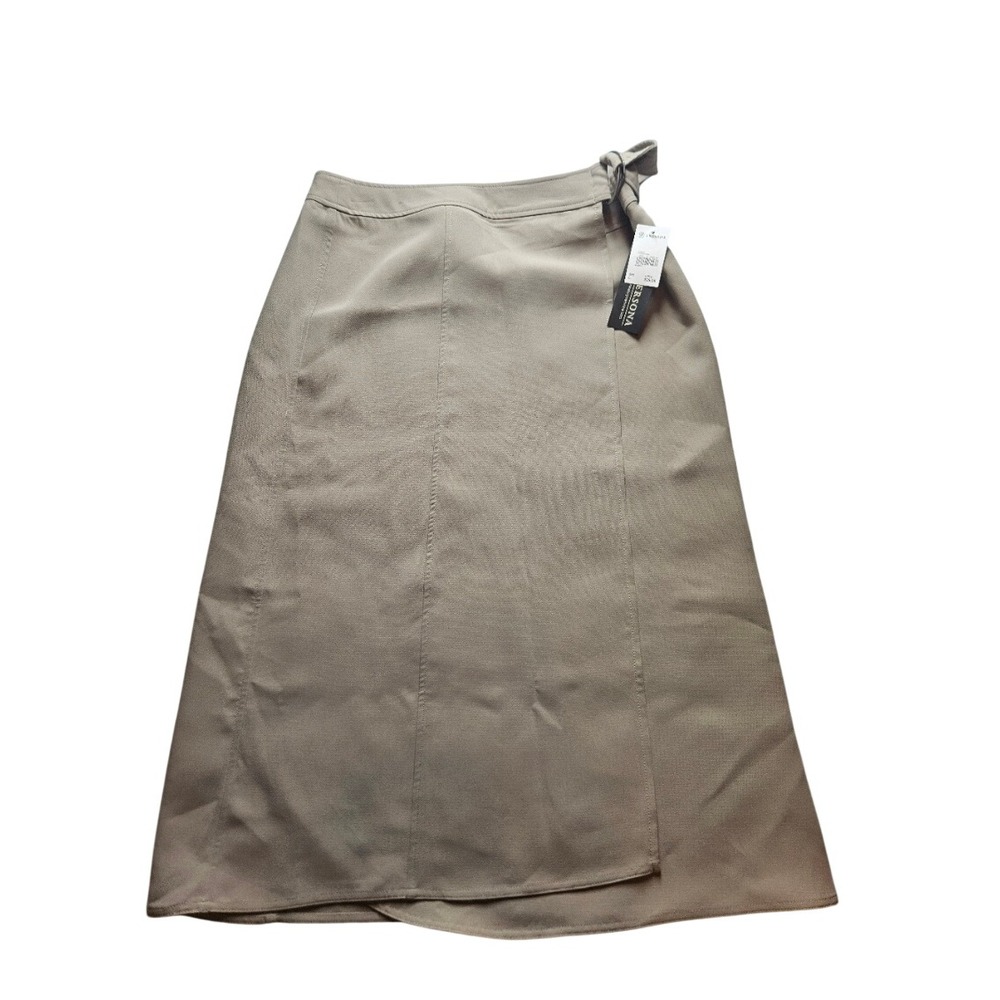 Versona Roasted Cash Tan Wrap Midi Skirt with O-Ring Buckle Size Large NWT
